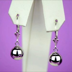 14k Solid Gold Leverback 8mm Ball Earrings